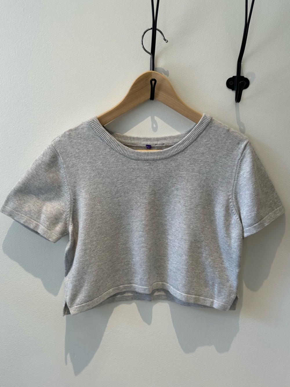Seraphine Gray Cropped Short Sleeve Maternity Tee.